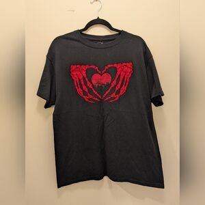 Neon Riot Heart Skeleton Hands Design Graphic Tee